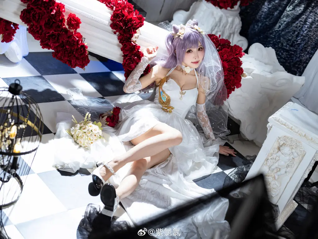 COSPLAY 🎉永远爱你 原神 刻晴 婚纱版本@紫氯氯 COSPLAY-第9张