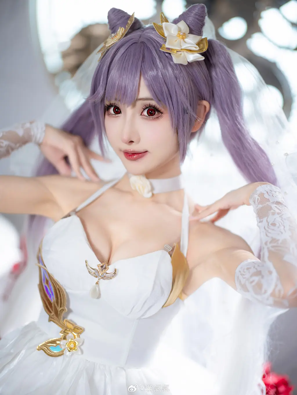 COSPLAY 🎉永远爱你 原神 刻晴 婚纱版本@紫氯氯 COSPLAY-第15张