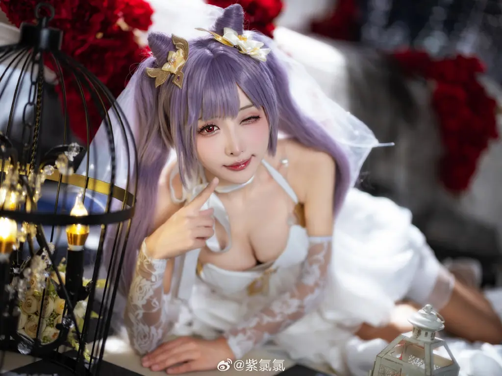 COSPLAY 🎉永远爱你 原神 刻晴 婚纱版本@紫氯氯 COSPLAY-第17张