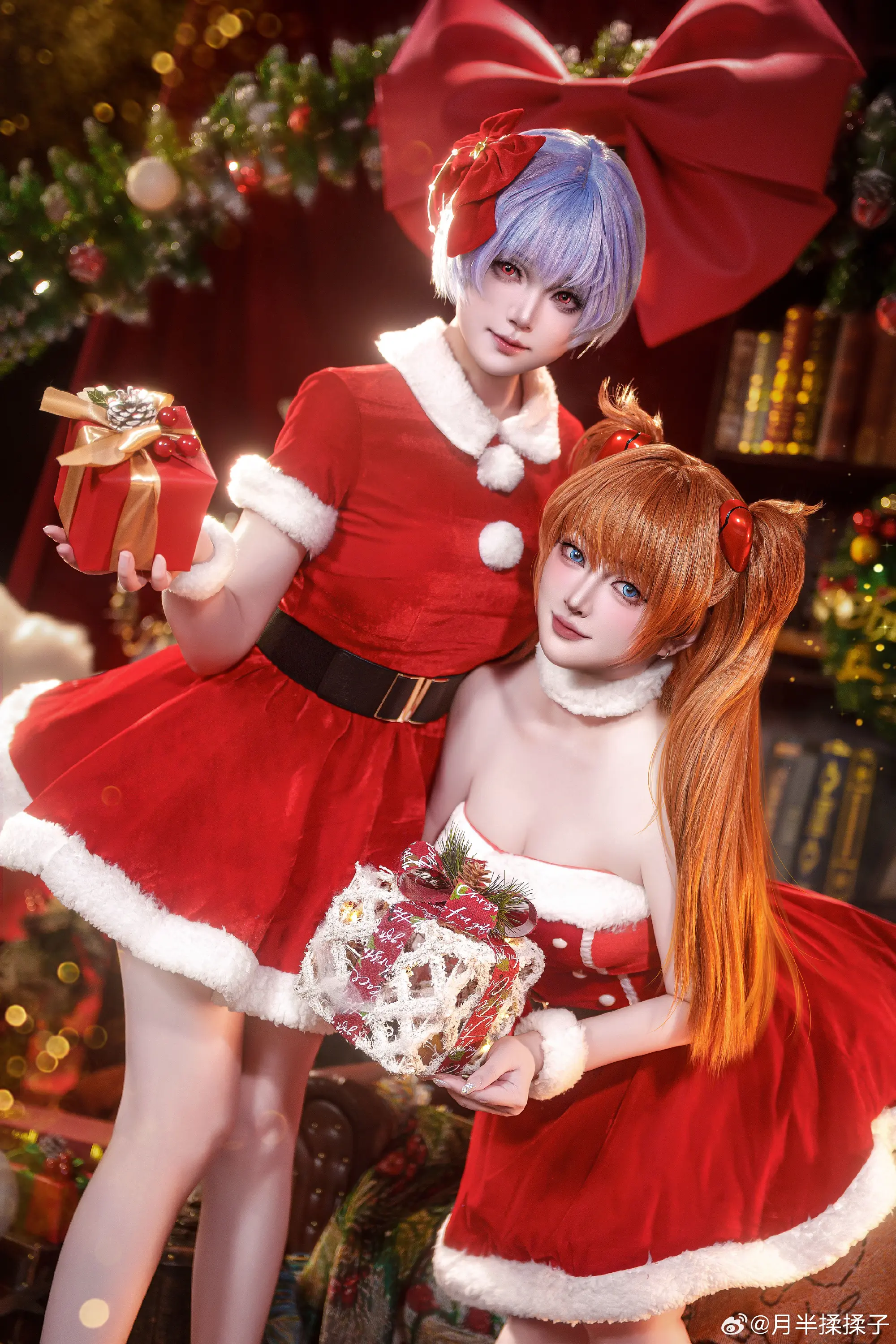 cosplay 新世纪福音战士 香丽圣诞双人版 绫波丽 明日香@月半揉揉子-公众号小姨ai