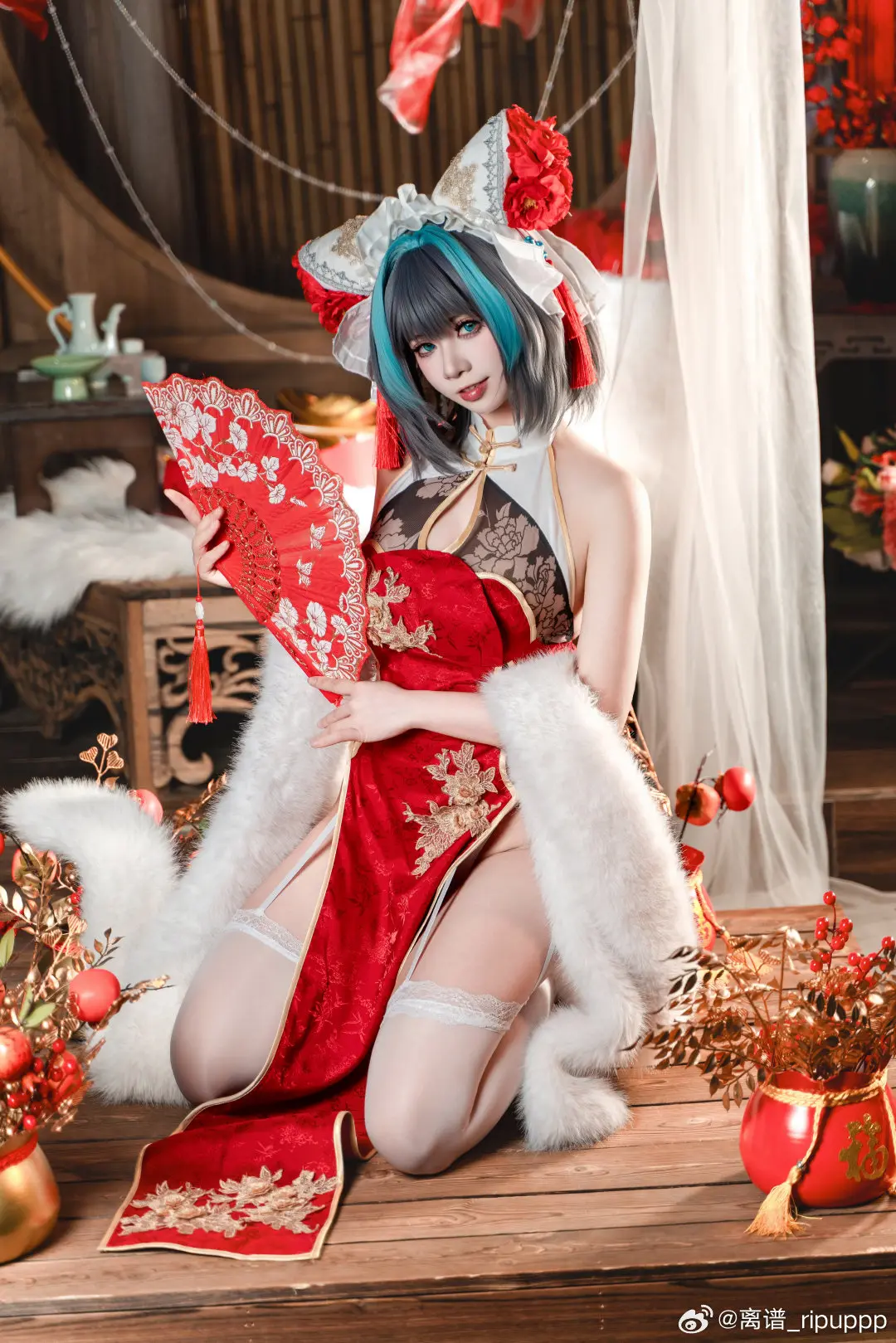 COSPLAY 偷你天雷！迟来的新春片 碧蓝航线 柴郡@离谱_ripuppp-公众号小姨ai