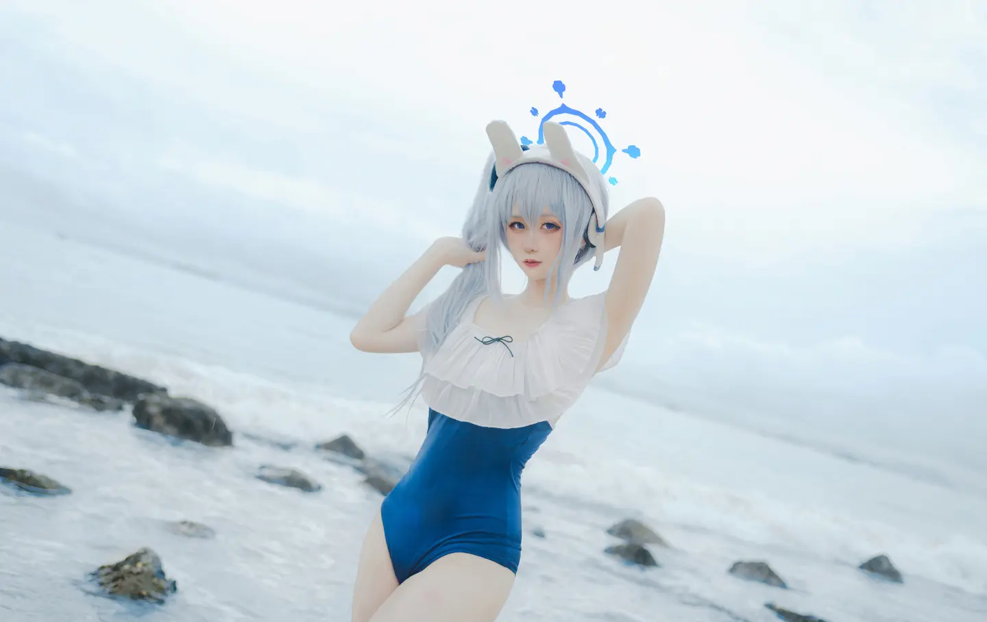 《蔚蓝档案》月雪宫子 泳装cosplay-公众号小姨ai