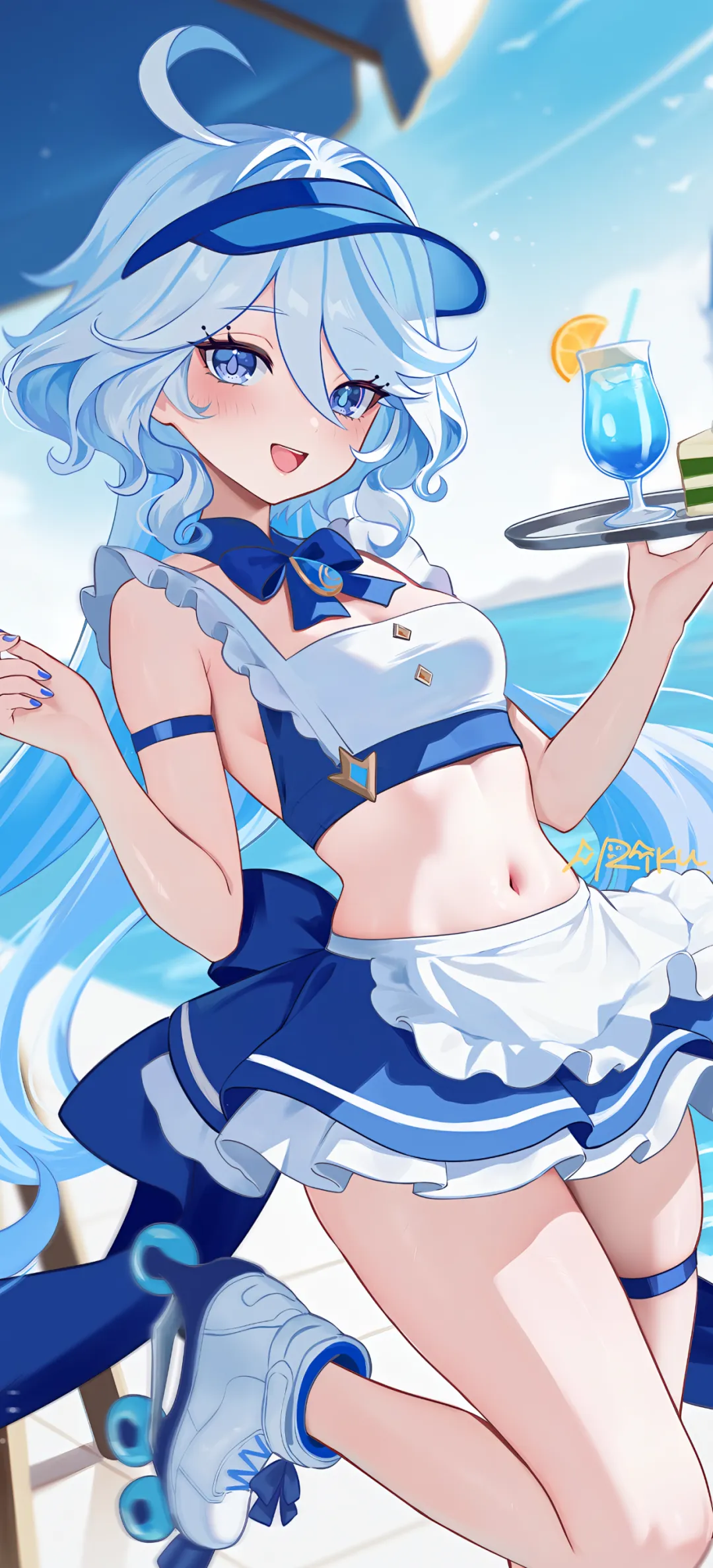 【动漫壁纸】银发马尾美少女 原神 芙宁娜 绝区零 红豆 鸣潮 赞妮 插画美图推荐-公众号小姨ai