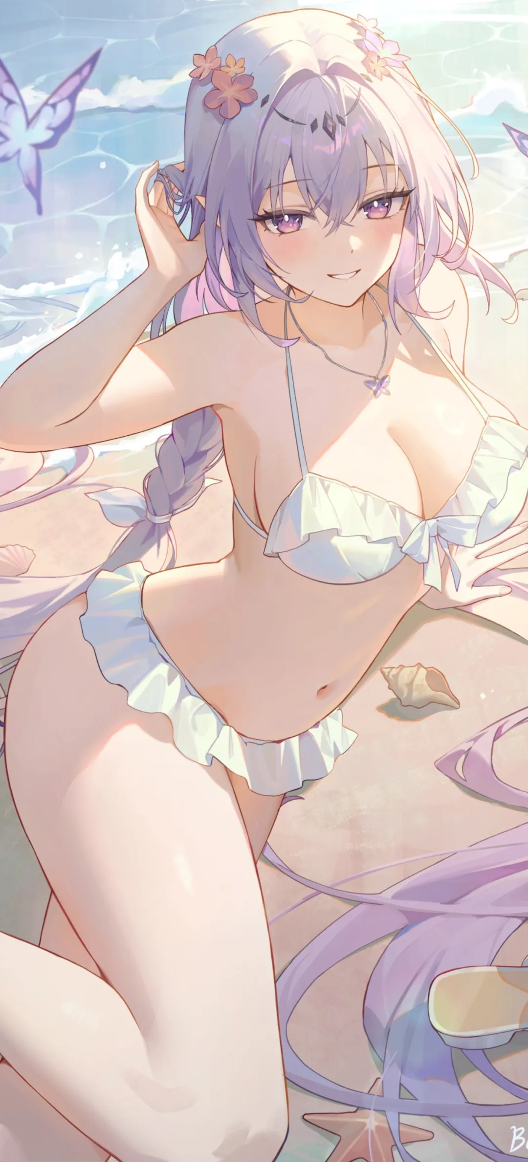 【动漫壁纸】原神 胡桃 芙宁娜 赛马娘 绝区零 仪玄 海边 白色连衣裙 美少女 插画美图推荐 壁纸-第5张